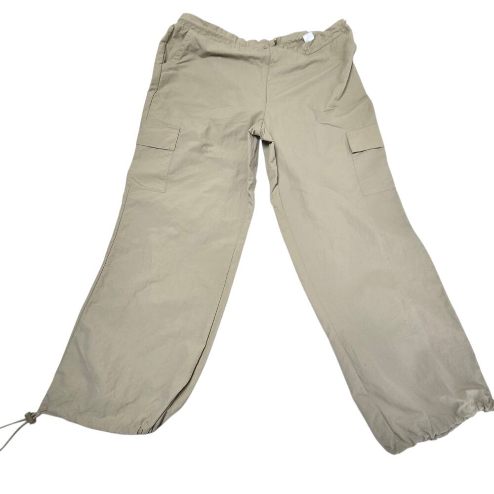 Zoe + Phoebe Women's Cargo Pants Size XL Tan Elastic Waist Drawstring